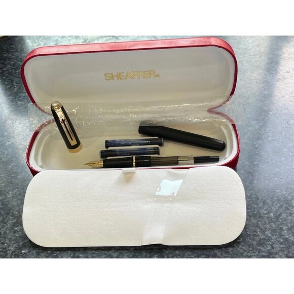 Vtg Sheaffer Prelude Fountain Pen White Dot Black Matte with 22K Gold Plate - Picture 3 of 9
